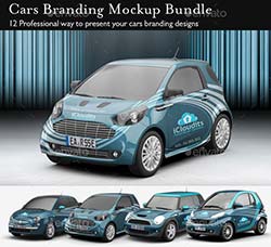 四套汽车品牌车贴展示模型：Cars Branding Mockups Bundle